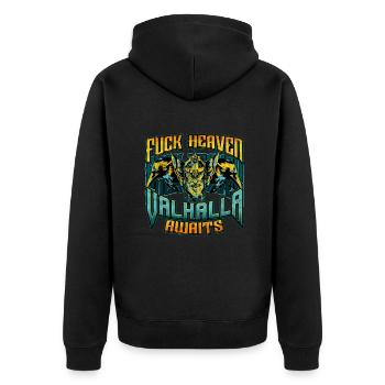 Norse Viking Mythology Design for Viking Warriors - Unisex Premium Bio Zip Hoodie - Schwarz - Hinten - Nico (187cm)