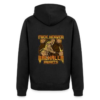 Norse Viking Mythology Design for Viking Warriors - Unisex Premium Bio Zip Hoodie - Schwarz - Hinten - Nico (187cm)