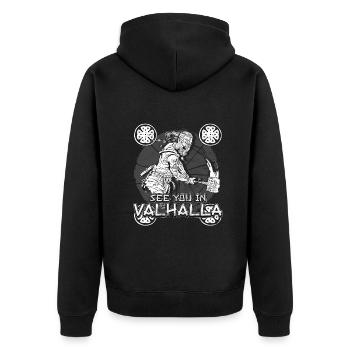 Norse Viking Mythology Design for Viking Warriors - Unisex Premium Bio Zip Hoodie - Schwarz - Hinten - Nico (187cm)