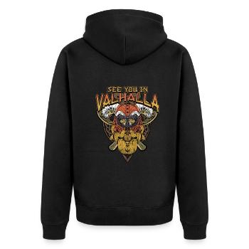 Norse Viking Mythology Design for Viking Warriors - Unisex Premium Bio Zip Hoodie - Schwarz - Hinten - Nico (187cm)