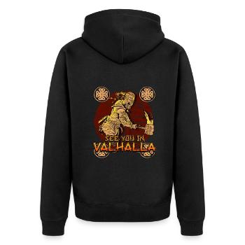Norse Viking Mythology Design for Viking Warriors - Unisex Premium Bio Zip Hoodie - Schwarz - Hinten - Nico (187cm)