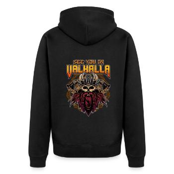 Norse Viking Mythology Design for Viking Warriors - Unisex Premium Bio Zip Hoodie - Schwarz - Hinten - Nico (187cm)