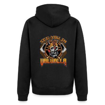 Norse Viking Mythology Design for Viking Warriors - Unisex Premium Bio Zip Hoodie - Schwarz - Hinten - Nico (187cm)