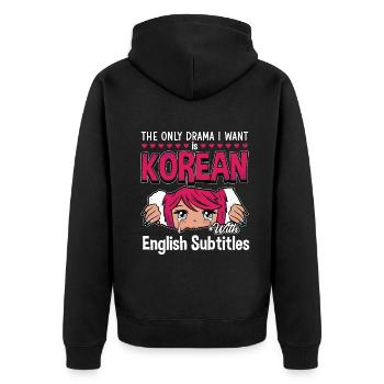 Design pop coréen pour un fan de mode K-Pop - Veste à capuche bio Premium Unisexe - noir - Dos - Nico (187cm)