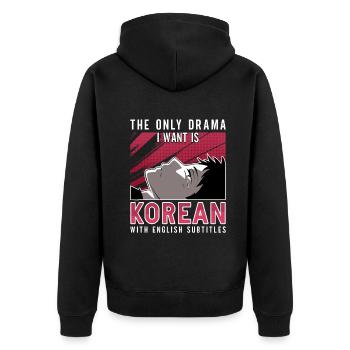 Design pop coréen pour un fan de mode K-Pop - Veste à capuche bio Premium Unisexe - noir - Dos - Nico (187cm)