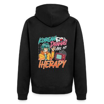 Korean Pop Design for a K-Pop Fashion Fan - Unisex Premium Organic Zip Hoodie - black - Back - Nico (187cm)