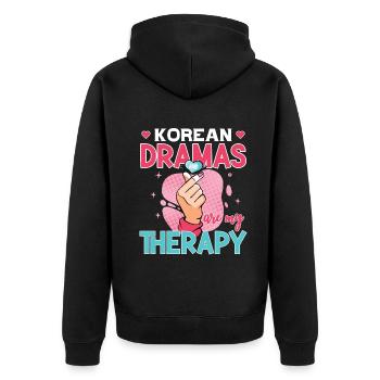 Korean Pop Design for a K-Pop Fashion Fan - Unisex Premium Organic Zip Hoodie - black - Back - Nico (187cm)