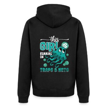 Marine Science Design for an Ocean Student - Unisex Premium Organic Zip Hoodie - black - Back - Nico (187cm)