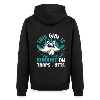 Marine Science Design for an Ocean Student - Unisex Premium Organic Zip Hoodie - black - Back - Nico (187cm)