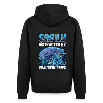 Marine Science Design for an Ocean Student - Unisex Premium Organic Zip Hoodie - black - Back - Nico (187cm)