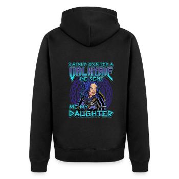 Norse Viking Mythology Design for Viking Warriors - Unisex Premium Bio Zip Hoodie - Schwarz - Hinten - Nico (187cm)
