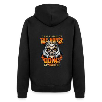 Norse Viking Mythology Design for Viking Warriors - Unisex Premium Bio Zip Hoodie - Schwarz - Hinten - Nico (187cm)