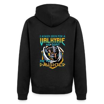 Norse Viking Mythology Design for Viking Warriors - Unisex Premium Bio Zip Hoodie - Schwarz - Hinten - Nico (187cm)