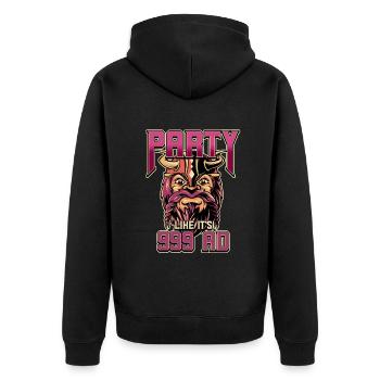 Norse Viking Mythology Design for Viking Warriors - Unisex Premium Bio Zip Hoodie - Schwarz - Hinten - Nico (187cm)