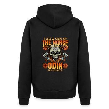 Norse Viking Mythology Design for Viking Warriors - Unisex Premium Bio Zip Hoodie - Schwarz - Hinten - Nico (187cm)