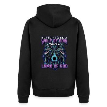 Norse Viking Mythology Design for Viking Warriors - Unisex Premium Bio Zip Hoodie - Schwarz - Hinten - Nico (187cm)