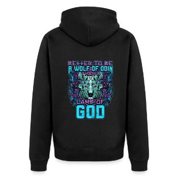 Norse Viking Mythology Design for Viking Warriors - Unisex Premium Bio Zip Hoodie - Schwarz - Hinten - Nico (187cm)