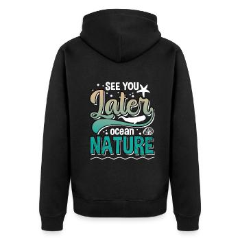 Marine Science Design for an Ocean Student - Unisex Premium Organic Zip Hoodie - black - Back - Nico (187cm)