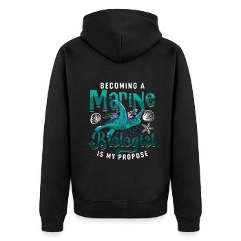 Marine Science Design for an Ocean Student - Unisex Premium Organic Zip Hoodie - black - Back - Nico (187cm)