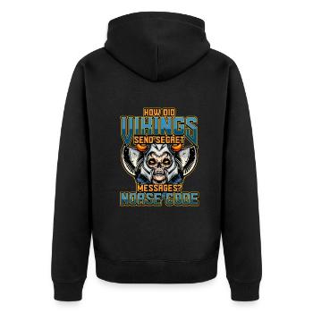 Norse Viking Mythology Design for Viking Warriors - Unisex Premium Bio Zip Hoodie - Schwarz - Hinten - Nico (187cm)