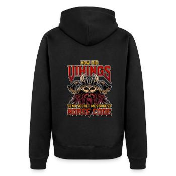 Norse Viking Mythology Design for Viking Warriors - Unisex Premium Bio Zip Hoodie - Schwarz - Hinten - Nico (187cm)