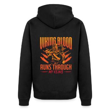 Norse Viking Mythology Design for Viking Warriors - Unisex Premium Bio Zip Hoodie - Schwarz - Hinten - Nico (187cm)