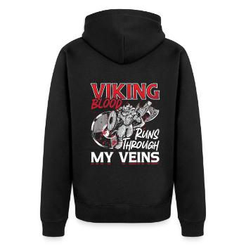 Norse Viking Mythology Design for Viking Warriors - Unisex Premium Bio Zip Hoodie - Schwarz - Hinten - Nico (187cm)