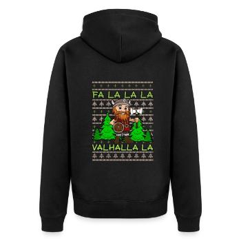 Xmas Valhalla Ugly Christmas Design for a Norse - Unisex Premium Bio Zip Hoodie - Schwarz - Hinten - Nico (187cm)