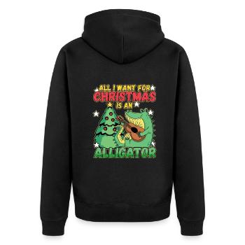 Christmas Design for a Xmas Alligator Lover - Unisex Premium Organic Zip Hoodie - black - Back - Nico (187cm)