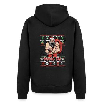 Kung Fu Santa Ugly Cristmas Design for a Martial - Unisex Premium Bio Zip Hoodie - Schwarz - Hinten - Nico (187cm)