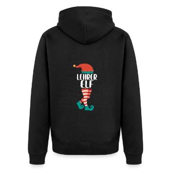 Weihnachts Elf Partnerlook Design Xmas Elfen - Unisex Premium Bio Zip Hoodie - Schwarz - Hinten - Nico (187cm)