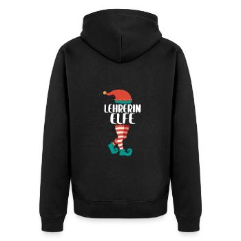 Weihnachts Elf Partnerlook Design Xmas Elfen - Unisex Premium Bio Zip Hoodie - Schwarz - Hinten - Nico (187cm)