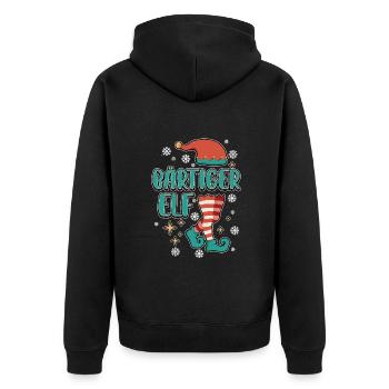 Weihnachts Elf Partnerlook Design Xmas Elfen - Unisex Premium Bio Zip Hoodie - Schwarz - Hinten - Nico (187cm)