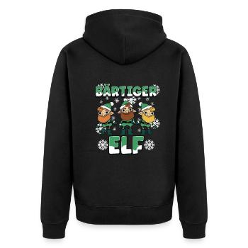 Weihnachts Elf Partnerlook Design Xmas Elfen - Unisex Premium Bio Zip Hoodie - Schwarz - Hinten - Nico (187cm)