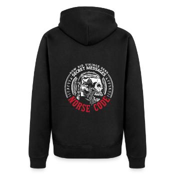Norse Viking History Design for Viking Warriors - Unisex Premium Bio Zip Hoodie - Schwarz - Hinten - Nico (187cm)