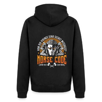 Norse Viking History Design for Viking Warriors - Unisex Premium Bio Zip Hoodie - Schwarz - Hinten - Nico (187cm)