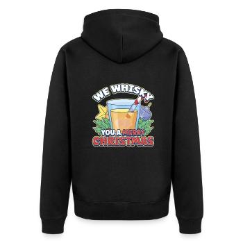 Conception de whisky de Noël pour un amateur de boisson de Noël - Veste à capuche bio Premium Unisexe - noir - Dos - Nico (187cm)