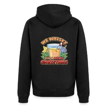 Conception de whisky de Noël pour un amateur de boisson de Noël - Veste à capuche bio Premium Unisexe - noir - Dos - Nico (187cm)