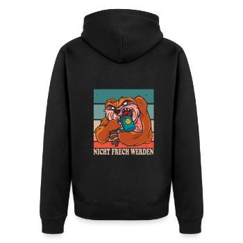 Nicht Frech Werden Design für Faultier Fans - Unisex Premium Bio Zip Hoodie - Schwarz - Hinten - Nico (187cm)