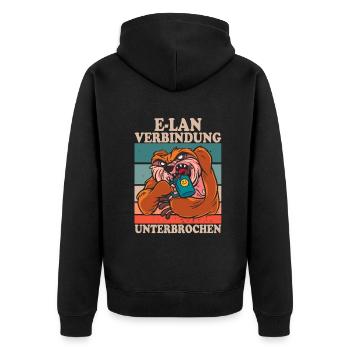 E-Lan Verbindung Unterbrochen Faultier Fans - Unisex Premium Bio Zip Hoodie - Schwarz - Hinten - Nico (187cm)