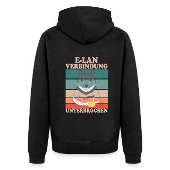 E-Lan Verbindung Unterbrochen Husky Fans - Unisex Premium Bio Zip Hoodie - Schwarz - Hinten - Nico (187cm)