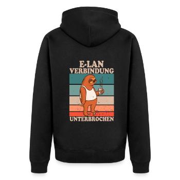 E-Lan Verbindung Unterbrochen Faultier Fans - Unisex Premium Bio Zip Hoodie - Schwarz - Hinten - Nico (187cm)