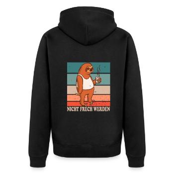 Nicht Frech Werden Design für Faultier Fans - Unisex Premium Bio Zip Hoodie - Schwarz - Hinten - Nico (187cm)