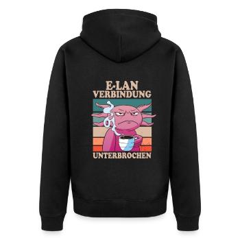 E-Lan Verbindung Unterbrochen Axolotl Fans - Unisex Premium Bio Zip Hoodie - Schwarz - Hinten - Nico (187cm)