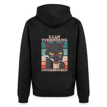E-Lan Verbindung Unterbrochen Kätzchen Fans - Unisex Premium Bio Zip Hoodie - Schwarz - Hinten - Nico (187cm)