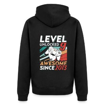 Level 9 Birthday 9 Year Old 2013 Gaming Video - Unisex Premium Bio Zip Hoodie - Schwarz - Hinten - Nico (187cm)