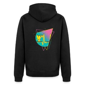 Motorrad Motocross Vintage 80er Retro Biker - Unisex Premium Bio Zip Hoodie - Schwarz - Hinten - Nico (187cm)
