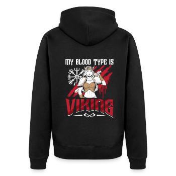 Norse Viking Mythology Drinking Design for Viking - Unisex Premium Bio Zip Hoodie - Schwarz - Hinten - Nico (187cm)