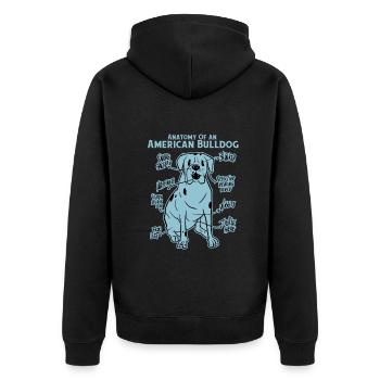 Anatomy of an American Bulldog - Unisex Premium Bio Zip Hoodie - Schwarz - Hinten - Nico (187cm)