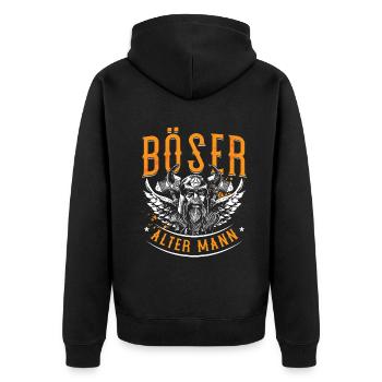 Nordisches Wikingermythologie Design Für Den - Unisex Premium Bio Zip Hoodie - Schwarz - Hinten - Nico (187cm)